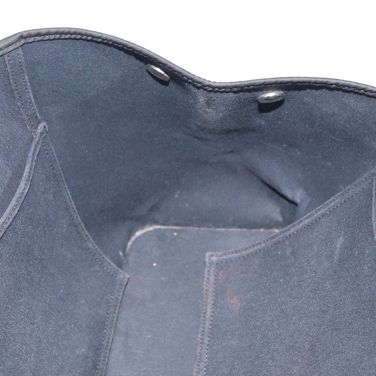 HERMES Cabak Elan Hand Bag Canvas Silver Navy Auth 180754
