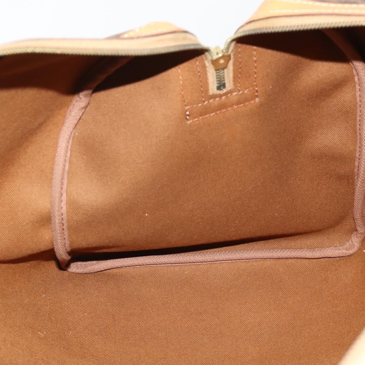 CELINE Macadam Canvas Boston Bag PVC Leather Brown Gold Auth 180777A