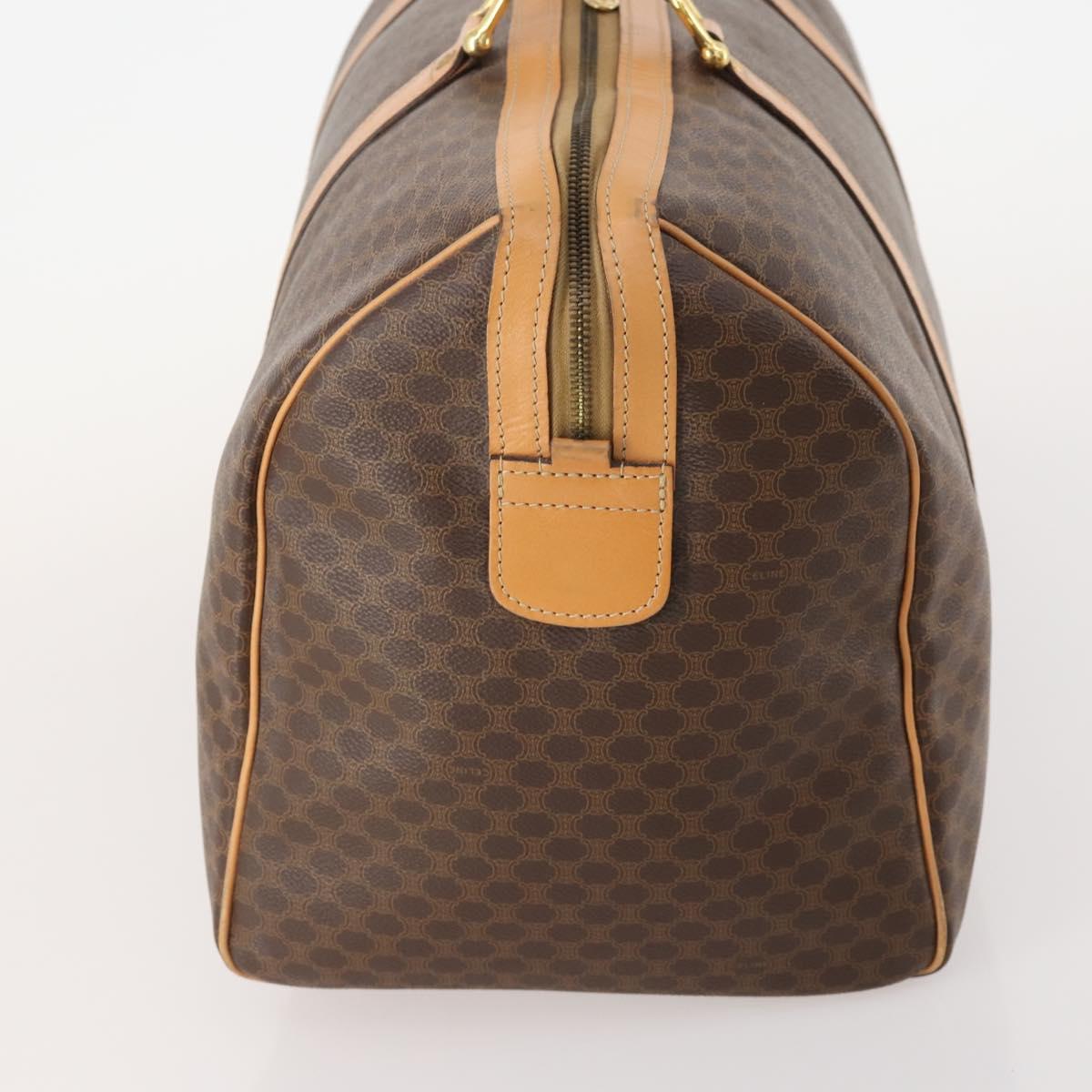 CELINE Macadam Canvas Boston Bag PVC Leather Brown Gold Auth 180777A