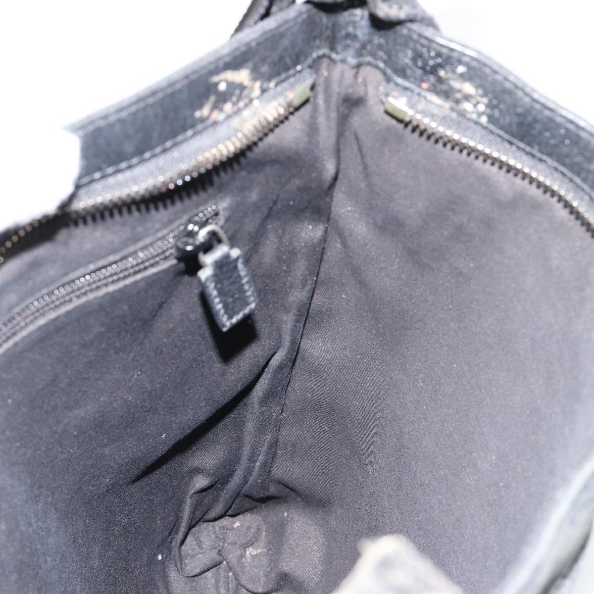 GUCCI GG Canvas Shoulder Bag Black Silver 122791 Auth 180778