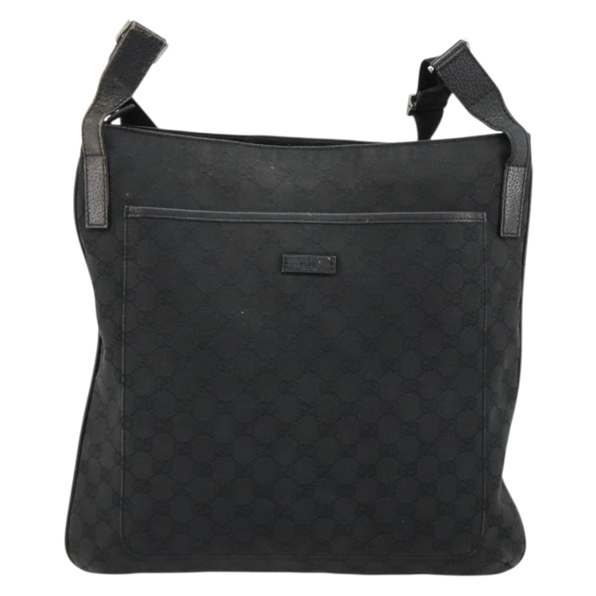 GUCCI GG Canvas Shoulder Bag Black Silver 122791 Auth 180778