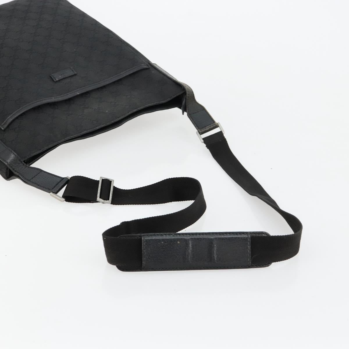 GUCCI GG Canvas Shoulder Bag Black Silver 122791 Auth 180778