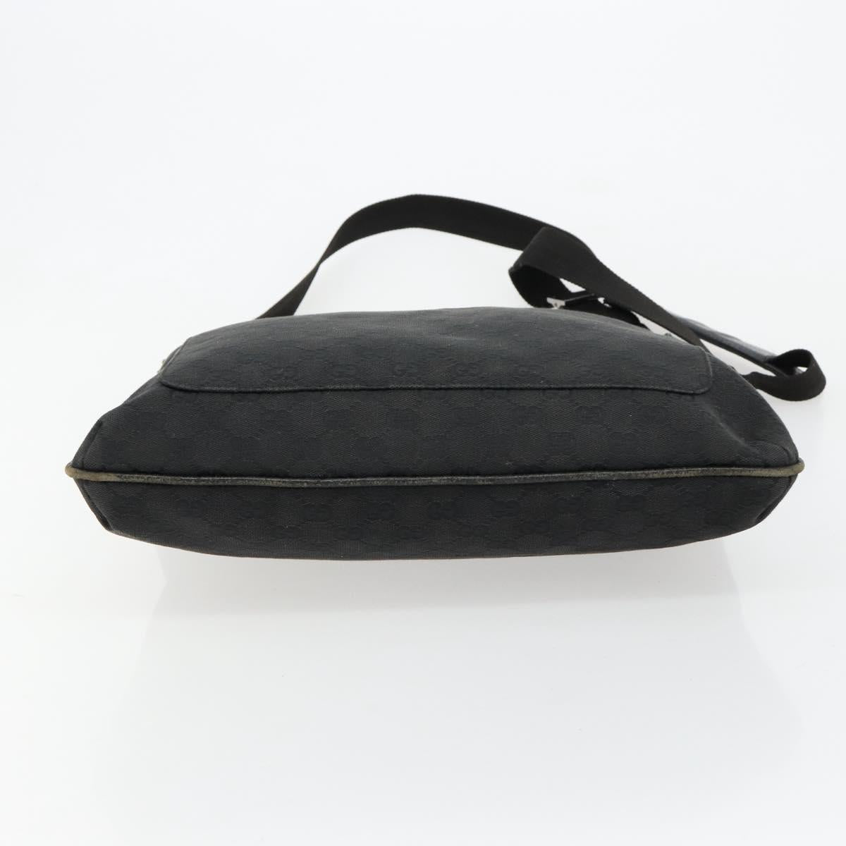 GUCCI GG Canvas Shoulder Bag Black Silver 122791 Auth 180778