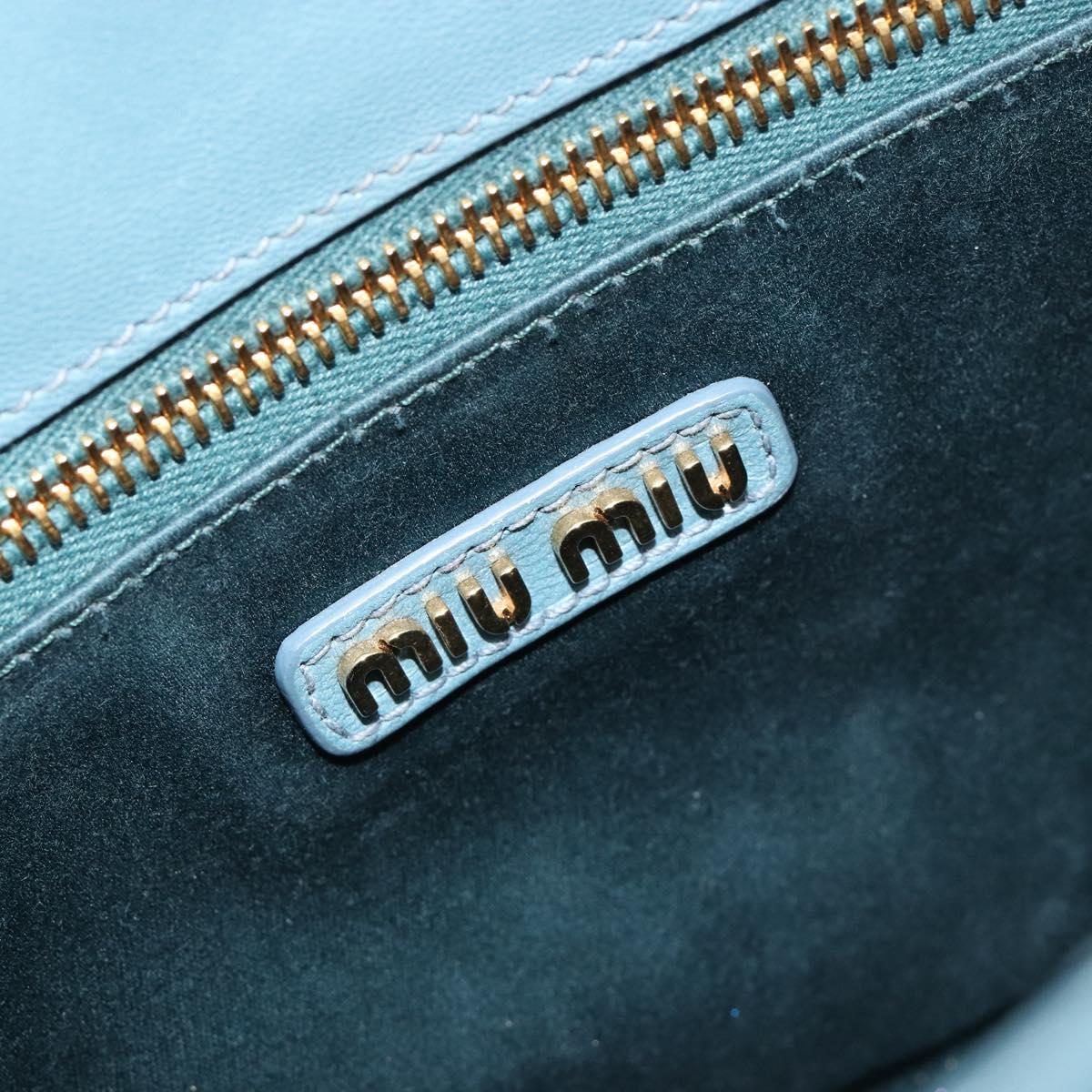 Miu Miu Hand Bag Leather Blue Gold Auth 180783A