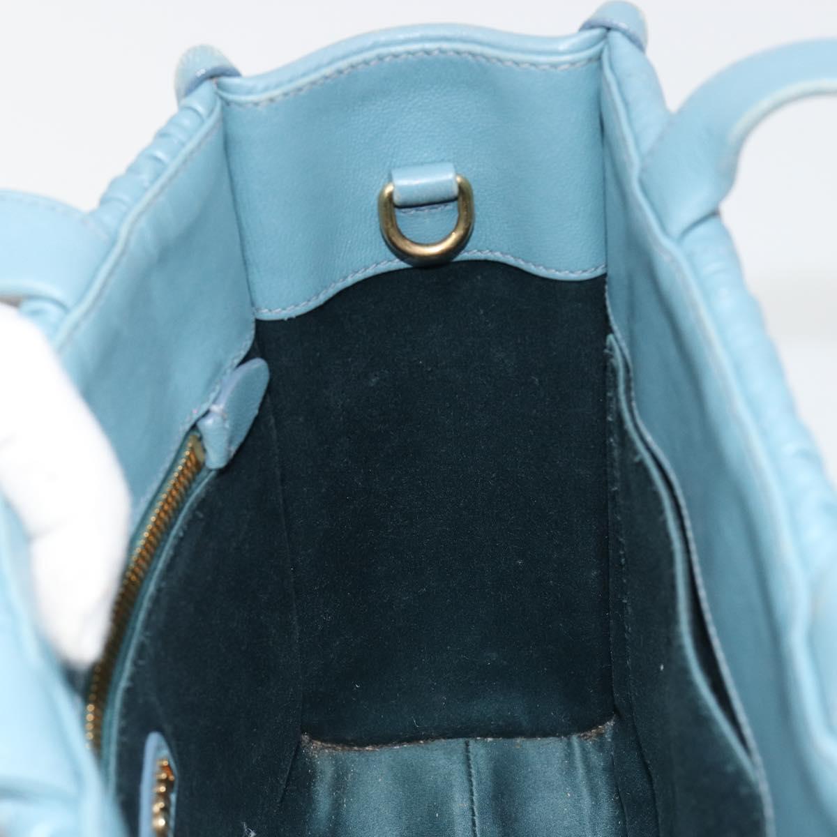 Miu Miu Hand Bag Leather Blue Gold Auth 180783A
