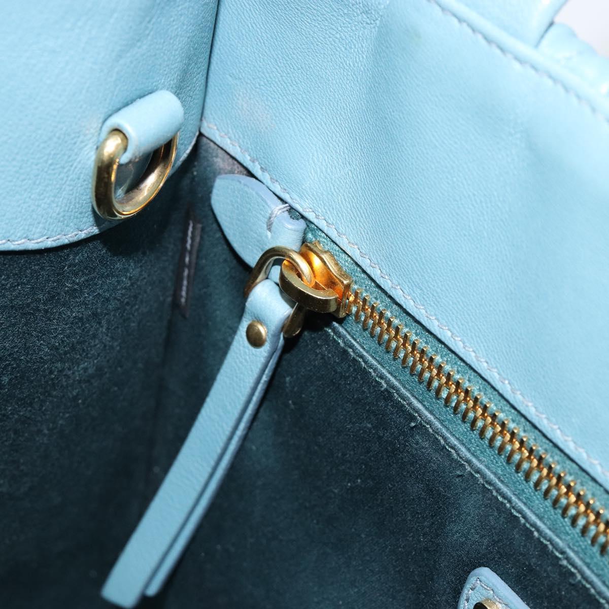 Miu Miu Hand Bag Leather Blue Gold Auth 180783A