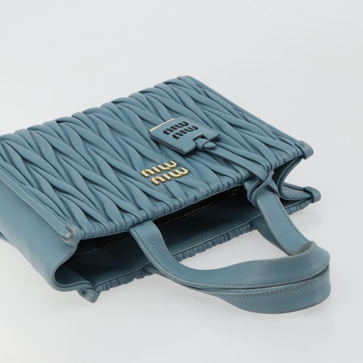 Miu Miu Hand Bag Leather Blue Gold Auth 180783A