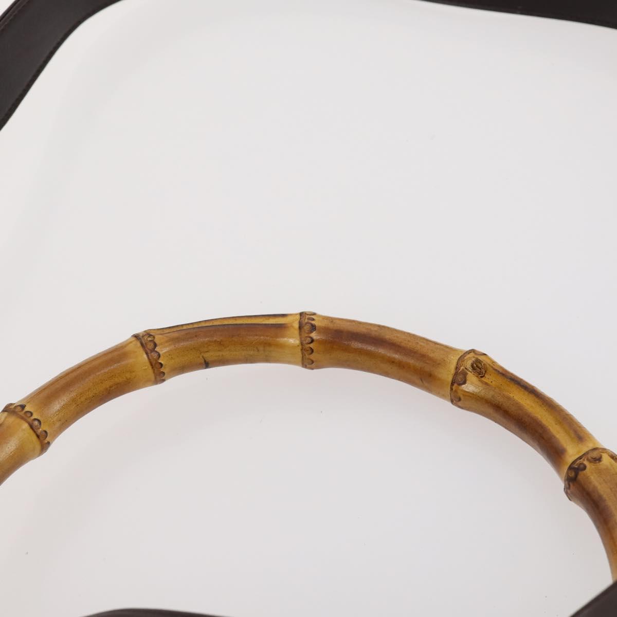 GUCCI Bamboo Shoulder Bag Leather 2way Brown Gold 001 1577 Auth 180797