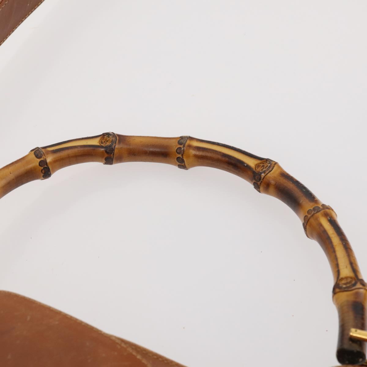 GUCCI Bamboo Shoulder Bag Leather 2way Brown Gold 001 1577 Auth 180800
