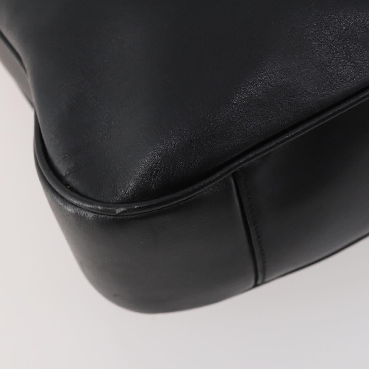 GUCCI Bamboo Shoulder Bag Leather 2way Black Gold 001 1577 Auth 180801