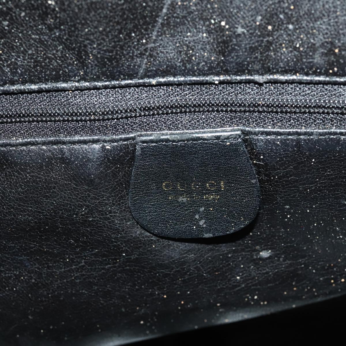 GUCCI Bamboo Shoulder Bag Leather 2way Black Gold 001 1577 Auth 180801