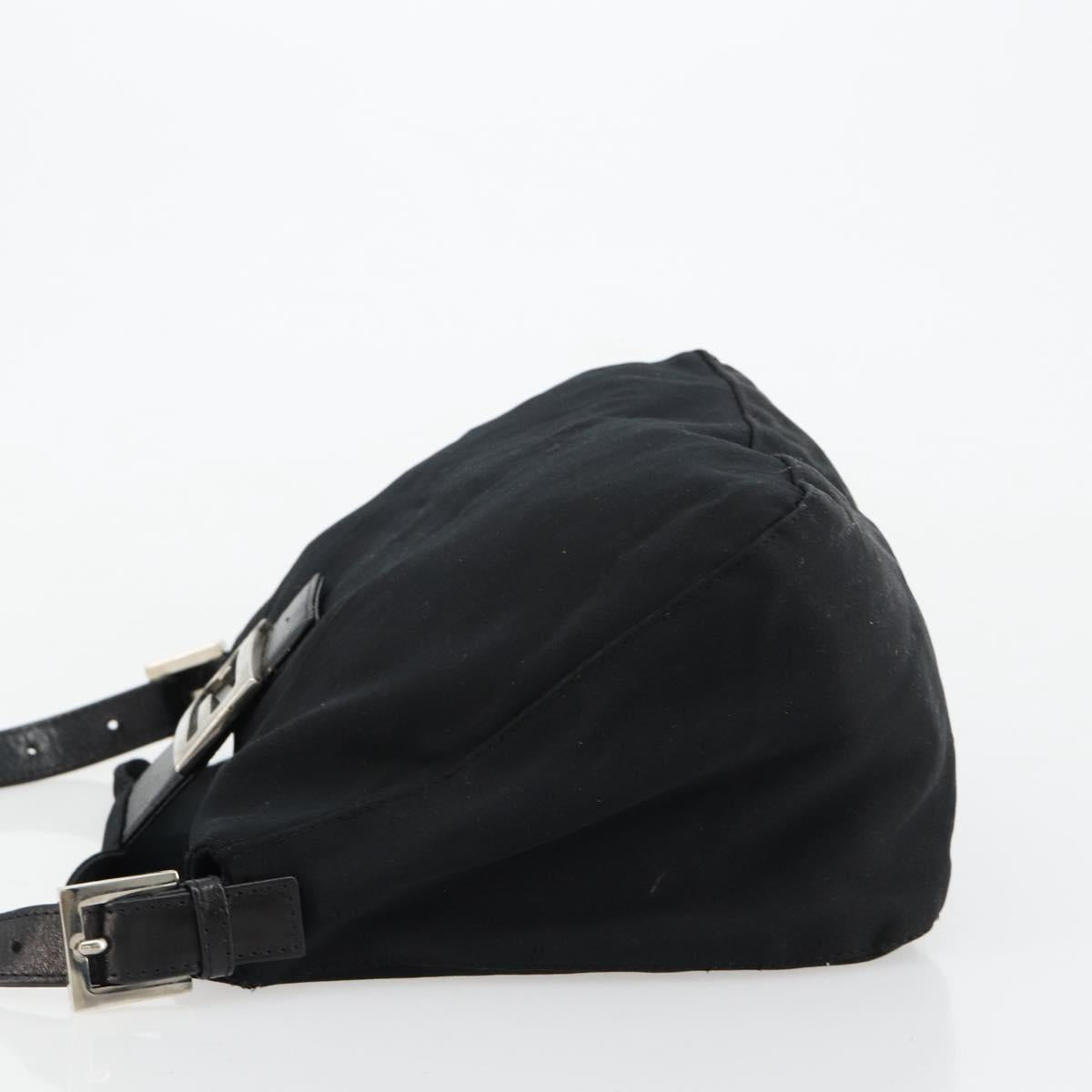 FENDI Mamma Baguette Shoulder Bag Nylon Black Silver Auth 180804