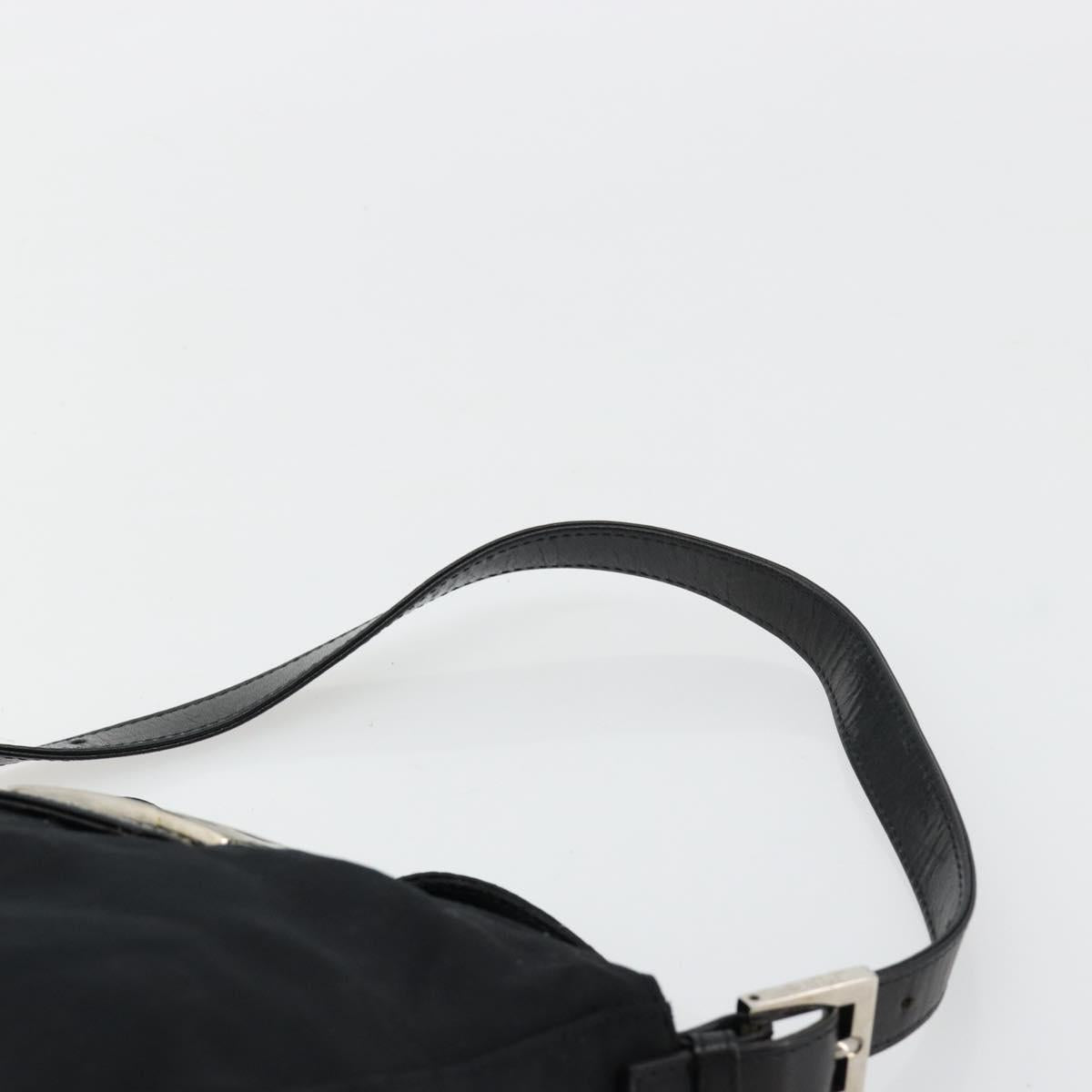 FENDI Mamma Baguette Shoulder Bag Nylon Black Silver Auth 180804