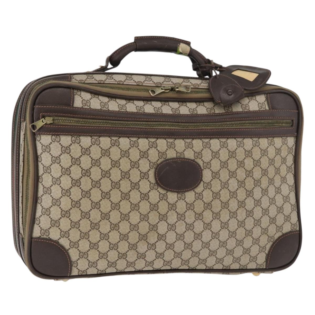 GUCCI GG Supreme Web Sherry Line Trunk PVC Beige Gold Red Auth 180805