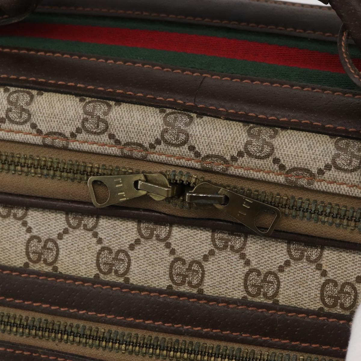GUCCI GG Supreme Web Sherry Line Trunk PVC Beige Gold Red Auth 180805