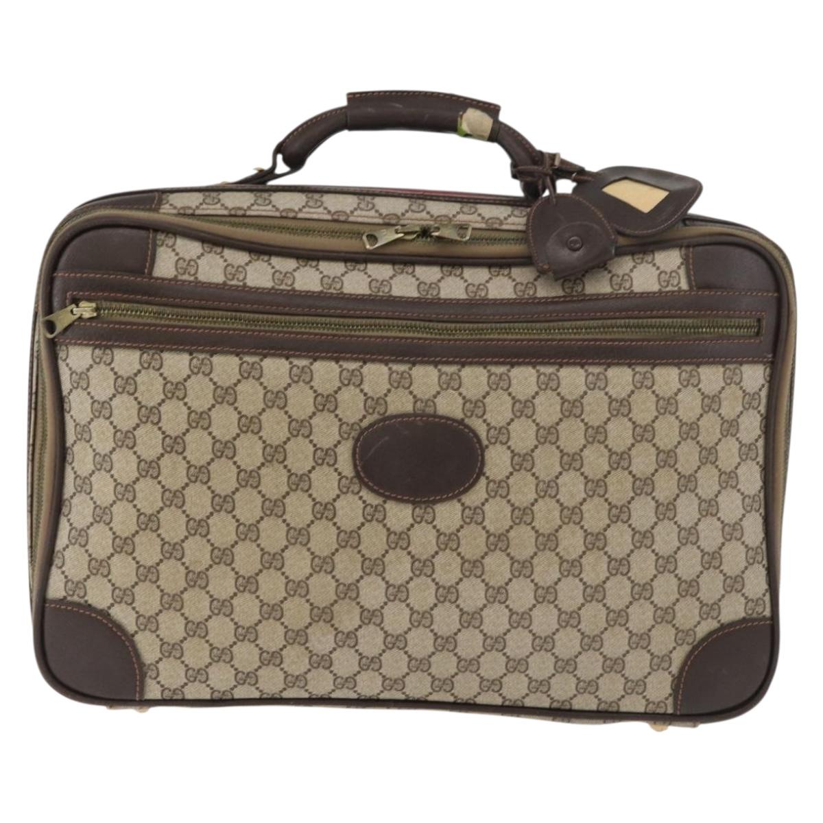 GUCCI GG Supreme Web Sherry Line Trunk PVC Beige Gold Red Auth 180805