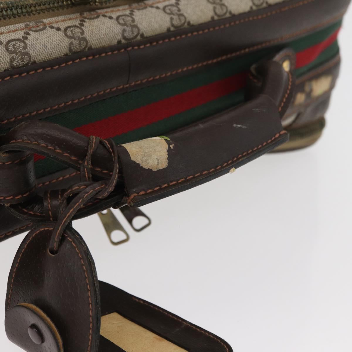 GUCCI GG Supreme Web Sherry Line Trunk PVC Beige Gold Red Auth 180805