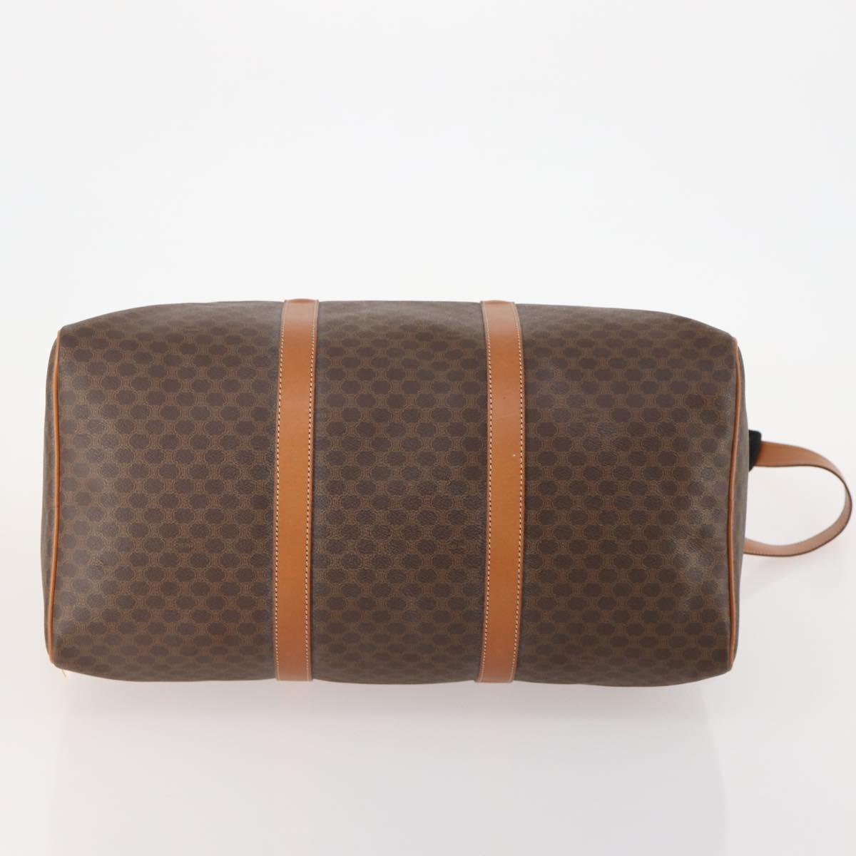 CELINE Macadam Canvas Boston Bag PVC Leather 2way Brown Gold Auth 180808A