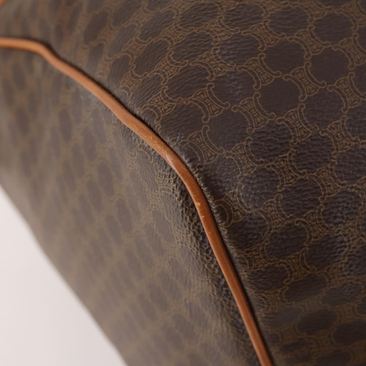 CELINE Macadam Canvas Boston Bag PVC Leather 2way Brown Gold Auth 180808A