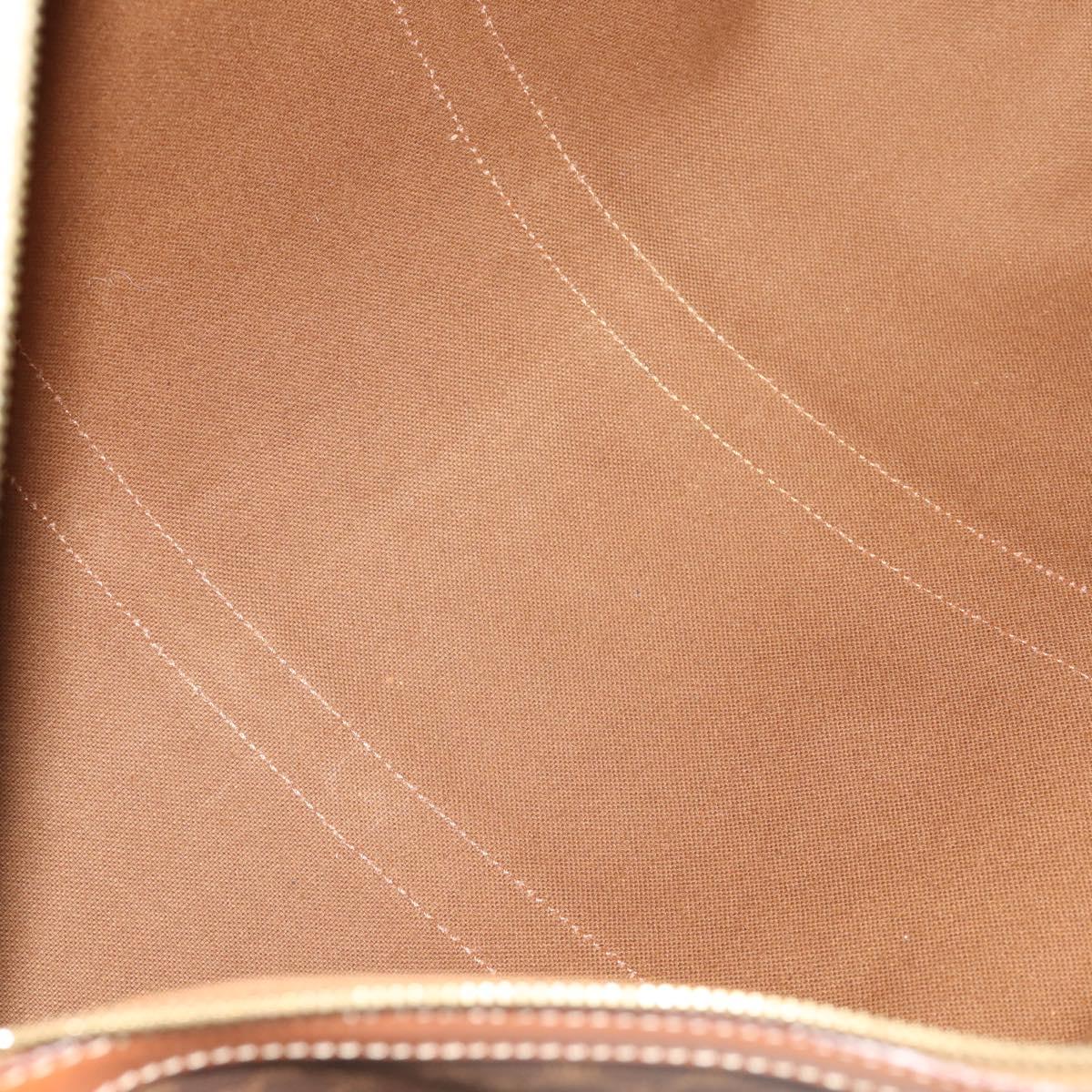 CELINE Macadam Canvas Boston Bag PVC Leather 2way Brown Gold Auth 180808A