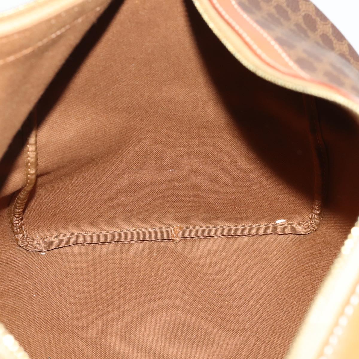 CELINE Macadam Canvas Boston Bag PVC Leather 2way Brown Gold Auth 180808A