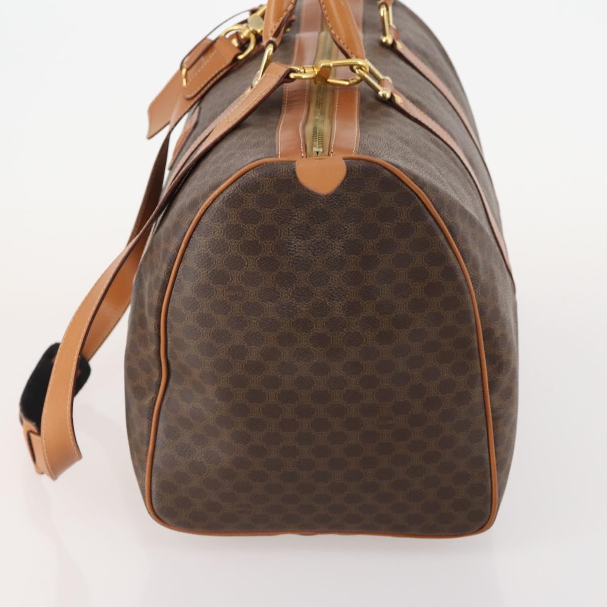 CELINE Macadam Canvas Boston Bag PVC Leather 2way Brown Gold Auth 180808A