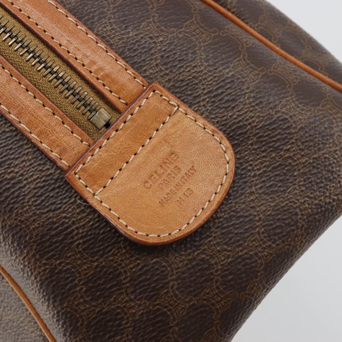 CELINE Macadam Canvas Hand Bag PVC Leather Brown Gold Auth 180809A