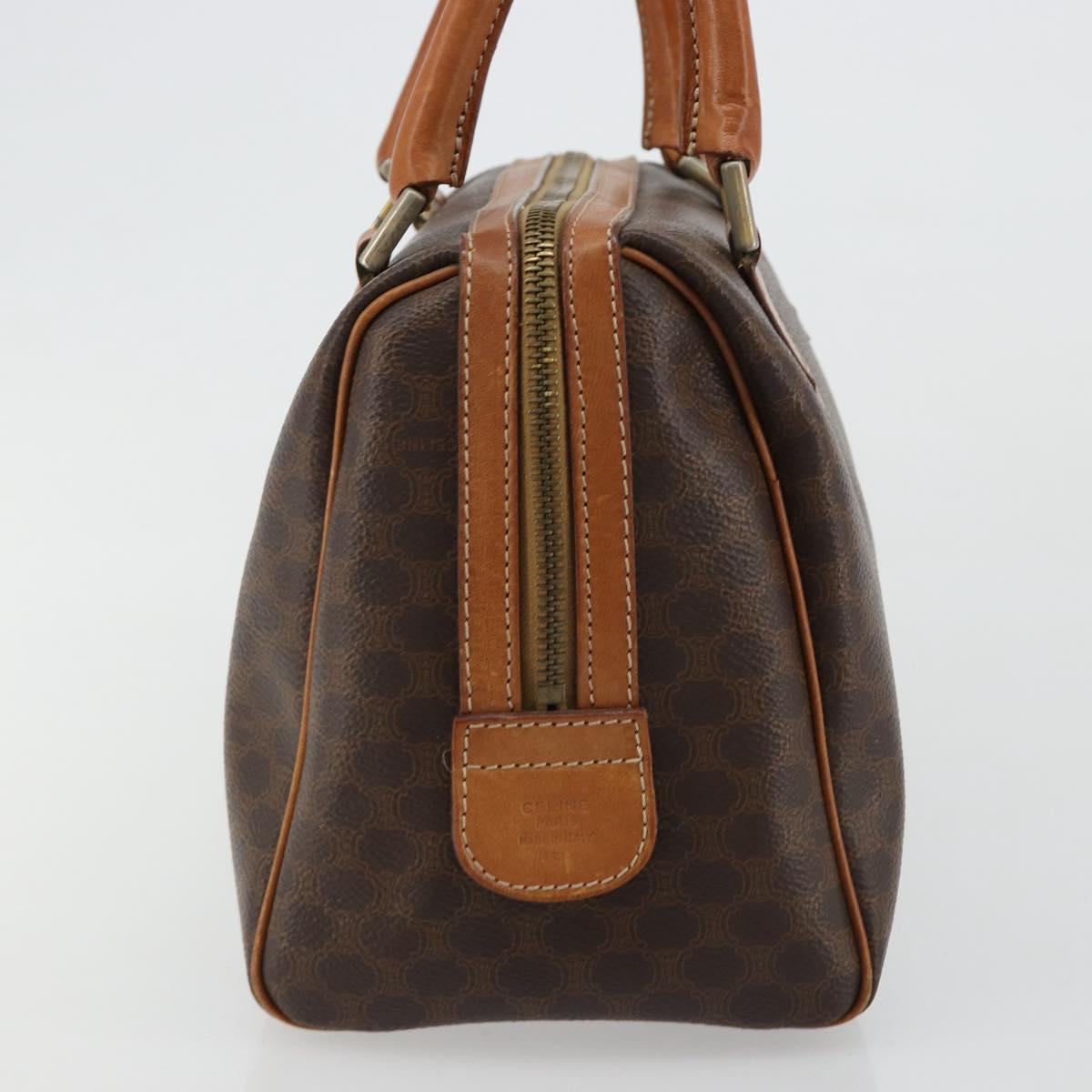 CELINE Macadam Canvas Hand Bag PVC Leather Brown Gold Auth 180809A