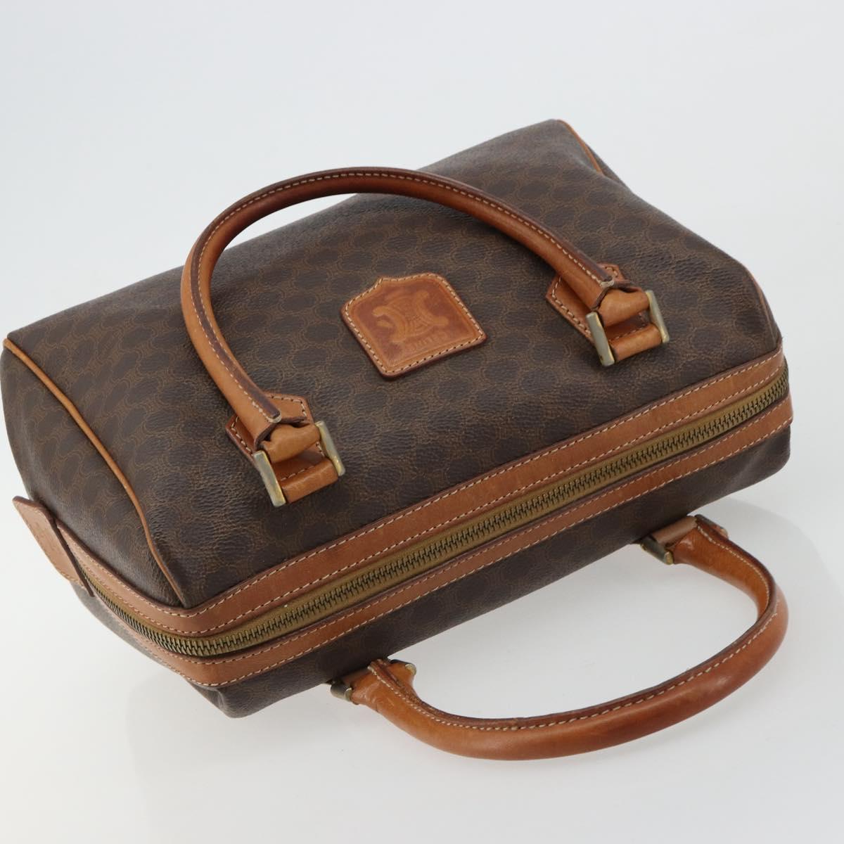 CELINE Macadam Canvas Hand Bag PVC Leather Brown Gold Auth 180809A