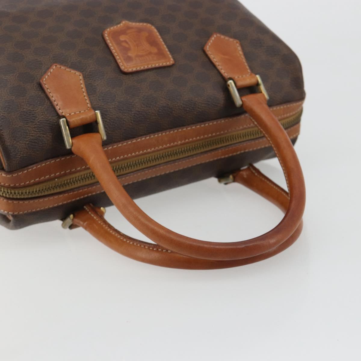 CELINE Macadam Canvas Hand Bag PVC Leather Brown Gold Auth 180809A