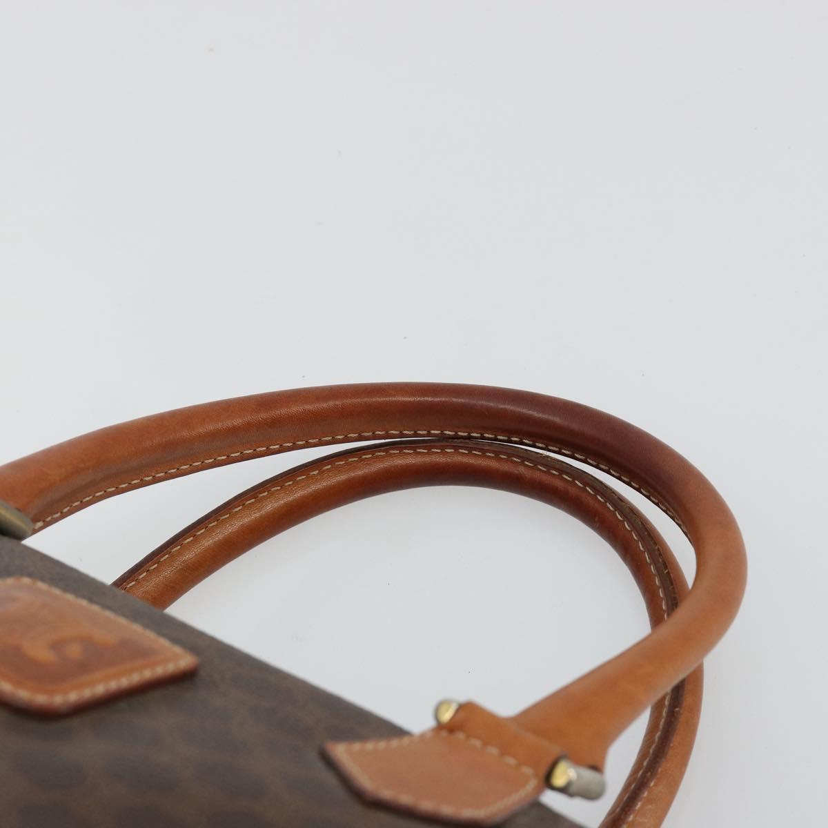 CELINE Macadam Canvas Hand Bag PVC Leather Brown Gold Auth 180809A