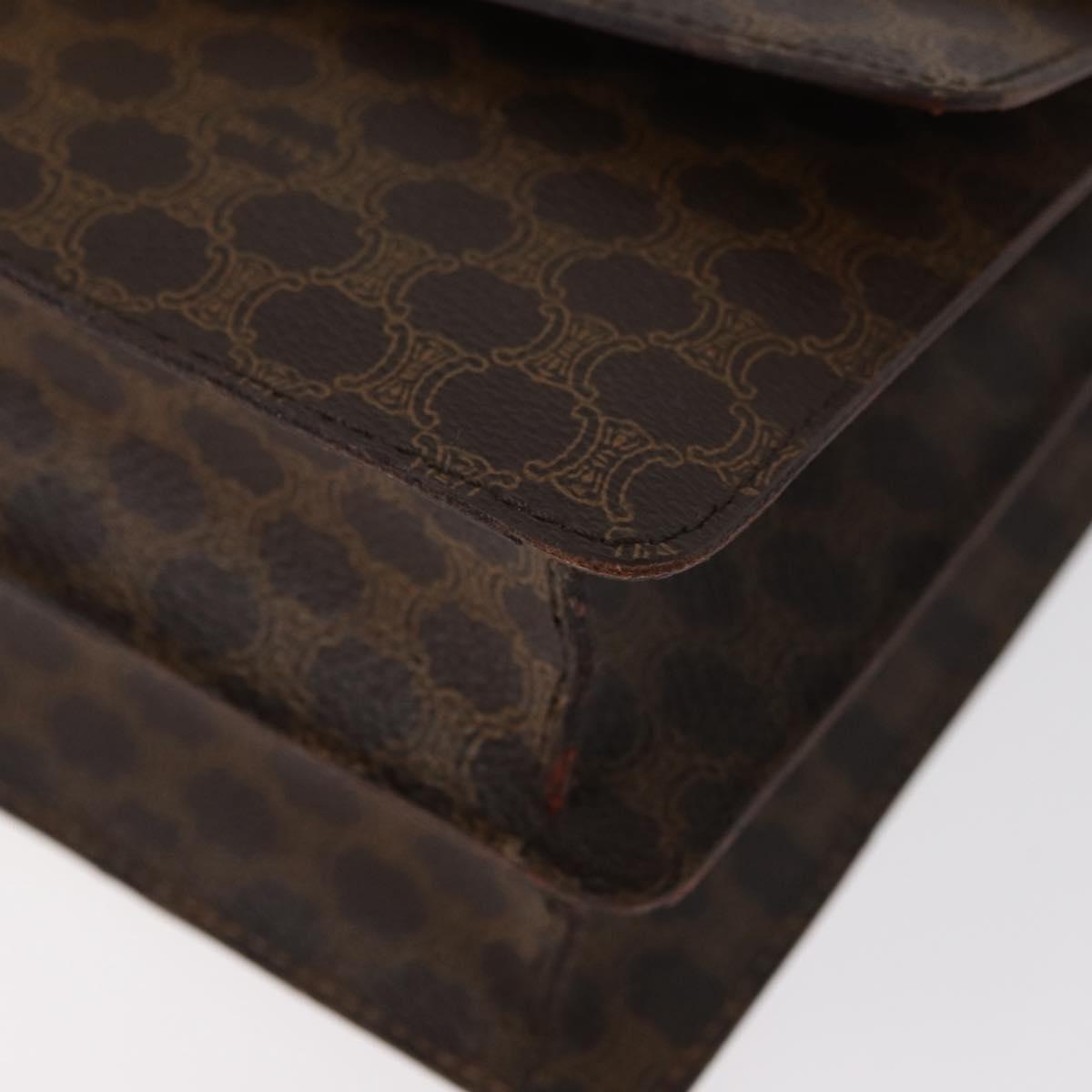 CELINE Macadam Canvas Hand Bag PVC Leather Brown Gold Auth 180815A