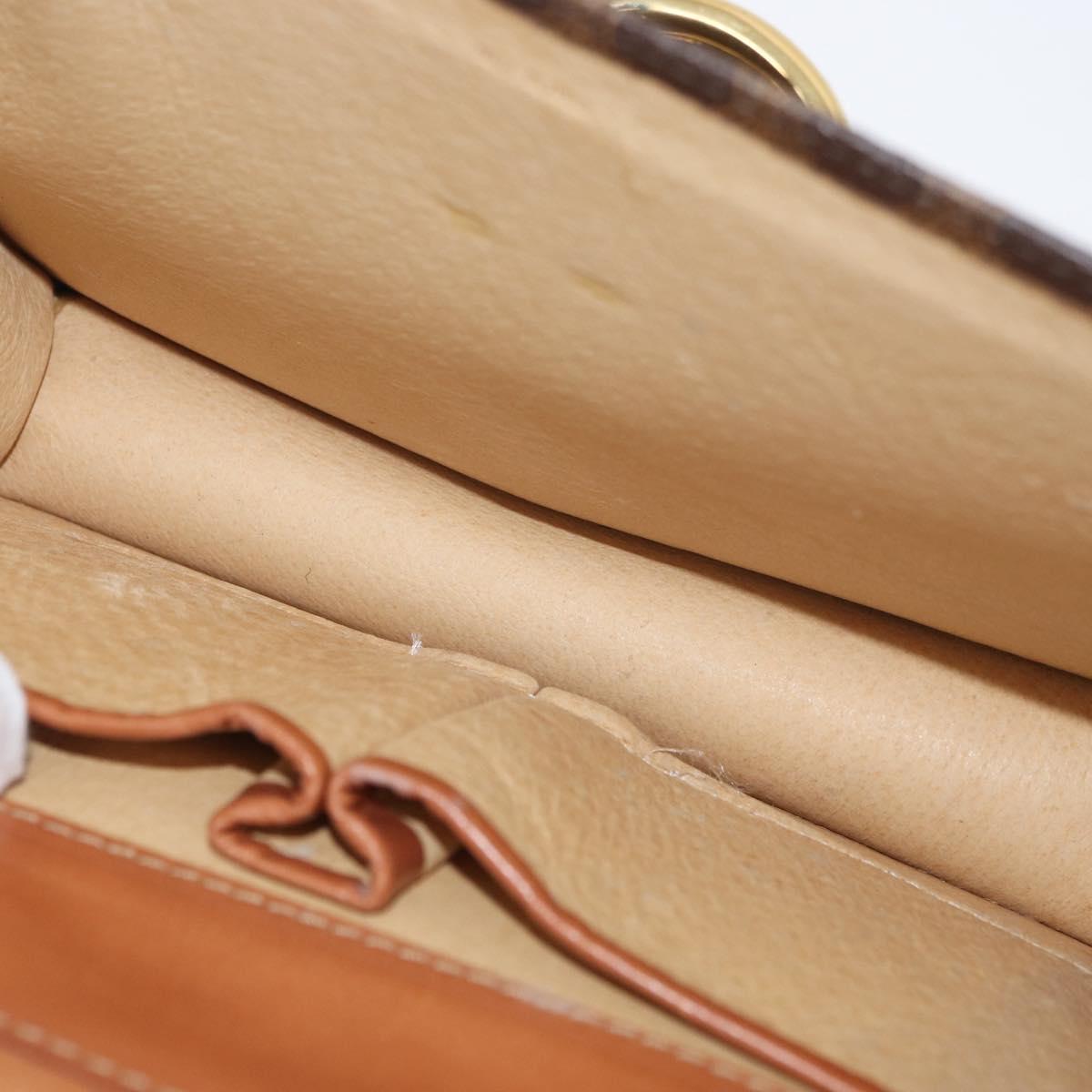 CELINE Macadam Canvas Hand Bag PVC Leather Brown Gold Auth 180815A