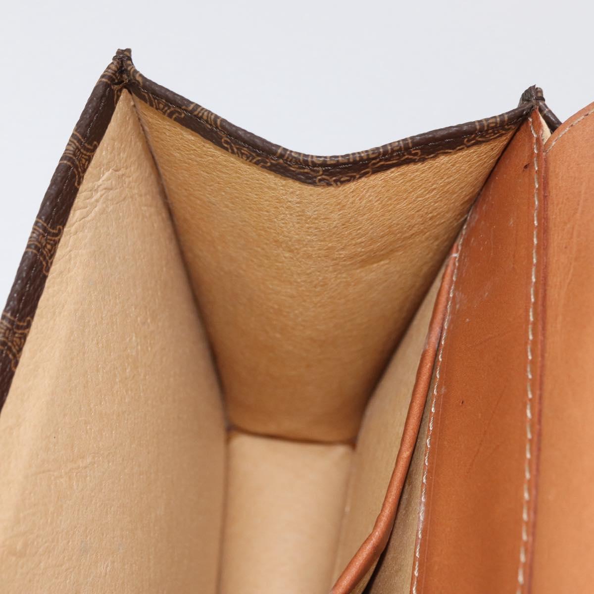 CELINE Macadam Canvas Hand Bag PVC Leather Brown Gold Auth 180815A