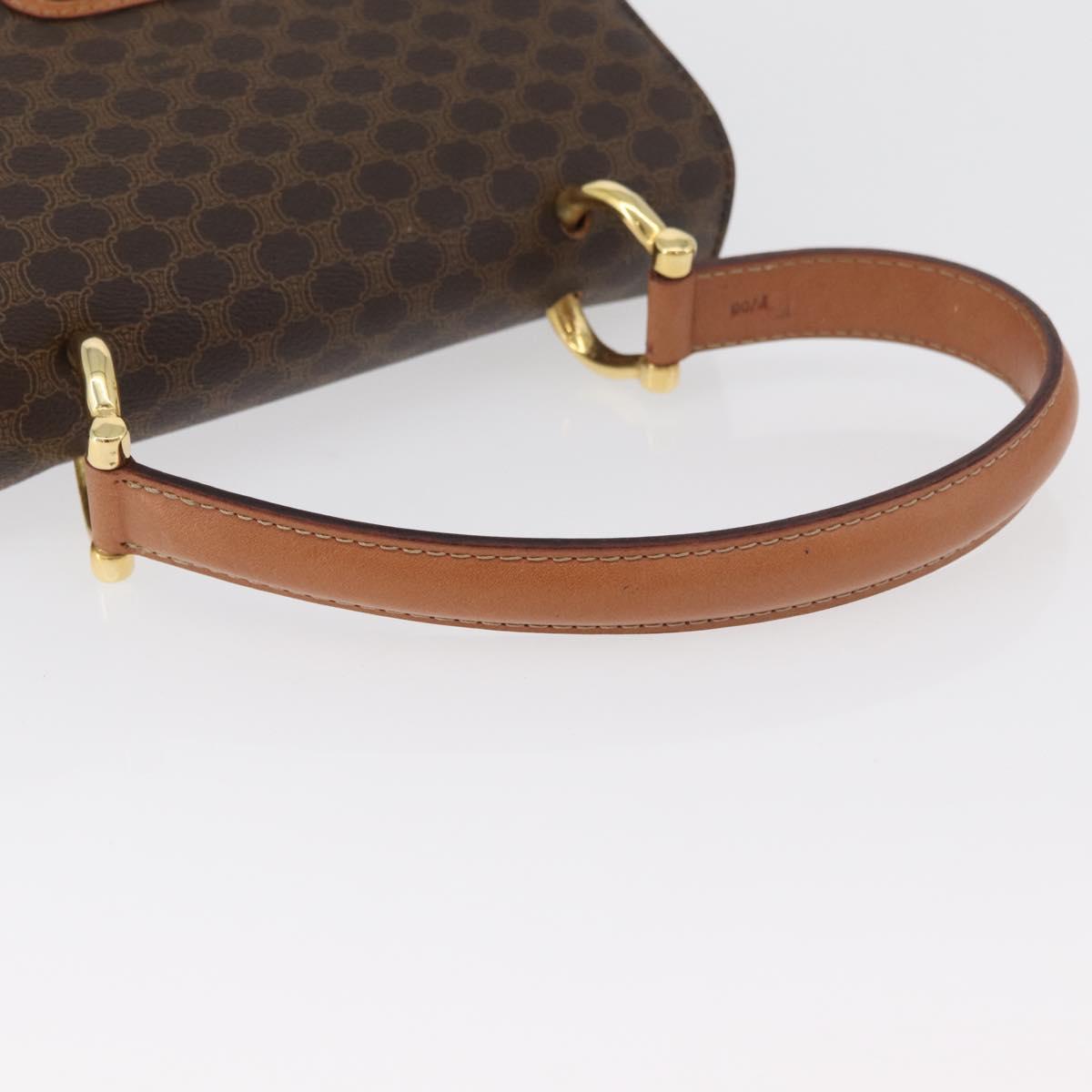 CELINE Macadam Canvas Hand Bag PVC Leather Brown Gold Auth 180815A