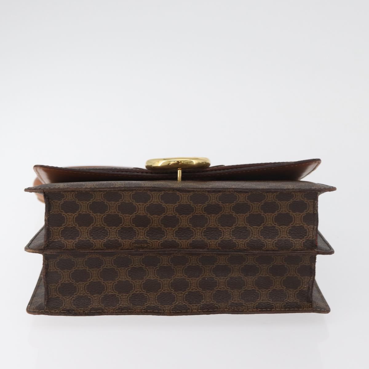 CELINE Macadam Canvas Hand Bag PVC Leather Brown Gold Auth 180815A