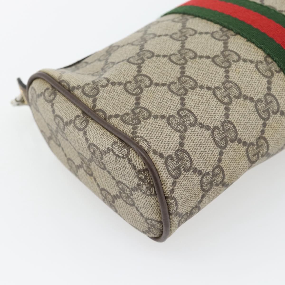 GUCCI GG Supreme Web Sherry Line Bag PVC Beige Gold 41 02 018 Auth 180817