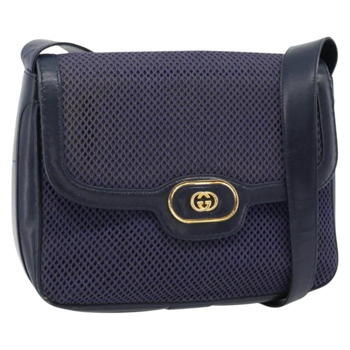 GUCCI Shoulder Bag Leather Purple Gold Auth 180820