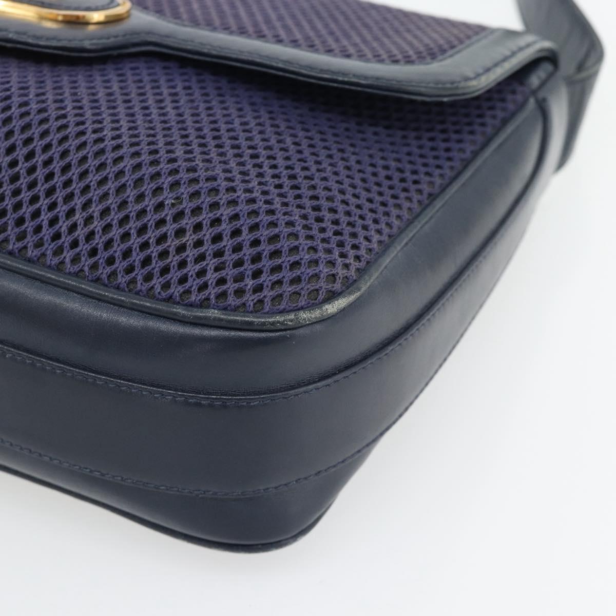 GUCCI Shoulder Bag Leather Purple Gold Auth 180820
