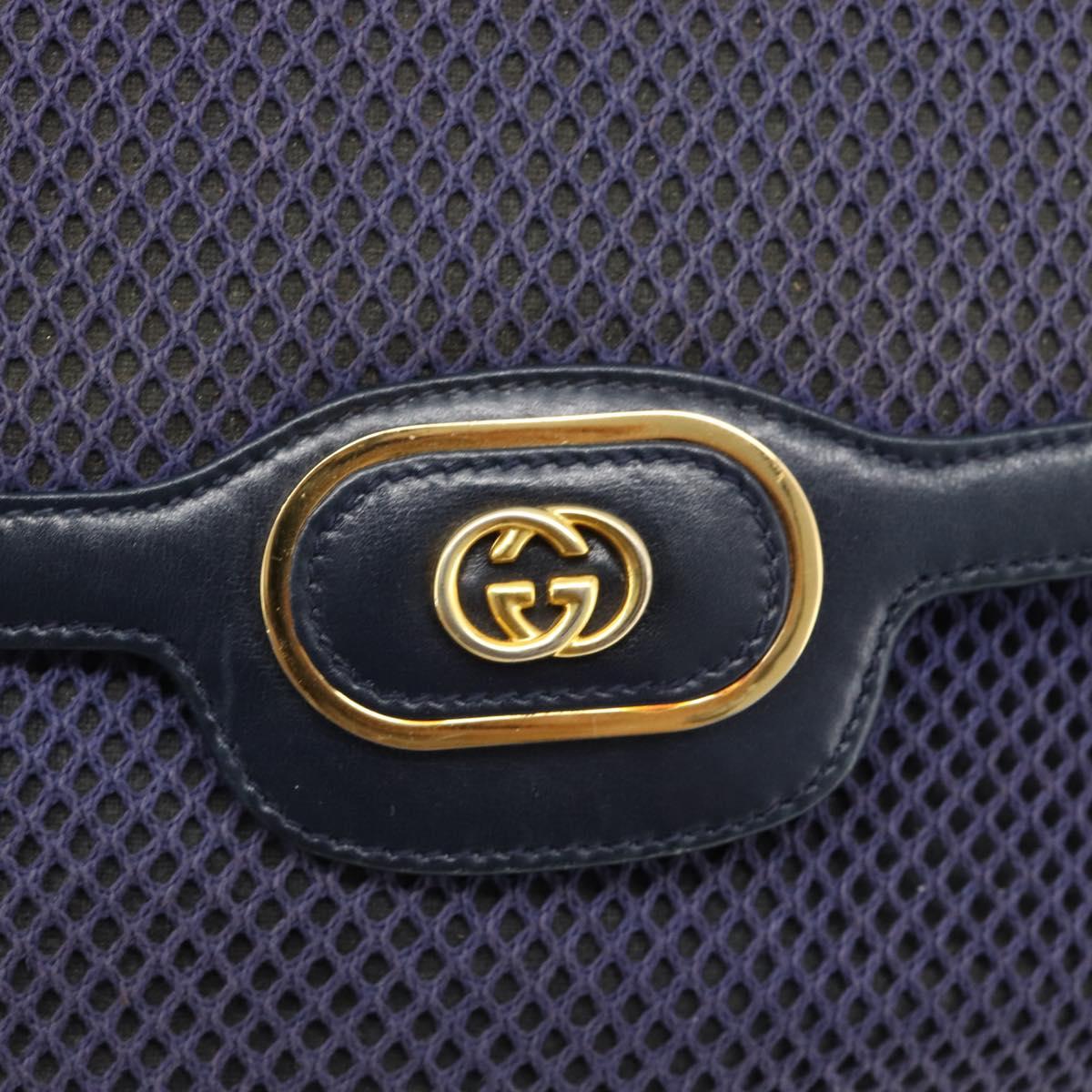 GUCCI Shoulder Bag Leather Purple Gold Auth 180820