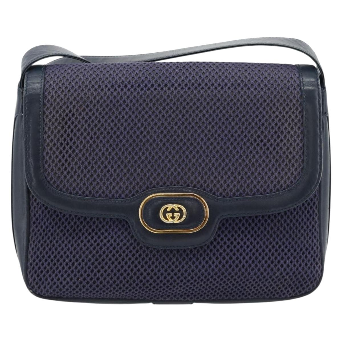 GUCCI Shoulder Bag Leather Purple Gold Auth 180820