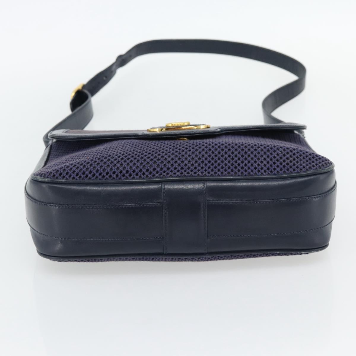 GUCCI Shoulder Bag Leather Purple Gold Auth 180820