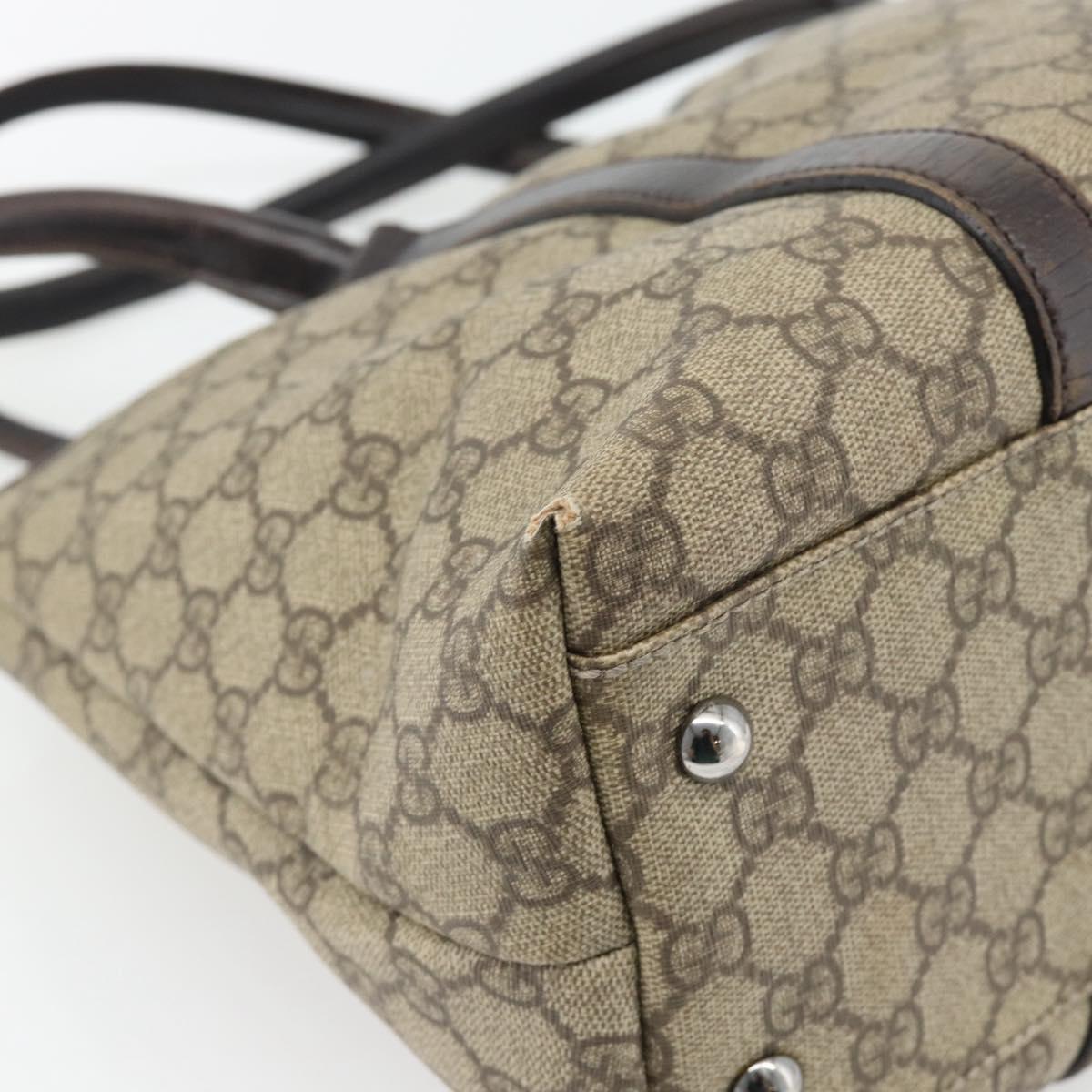GUCCI GG Supreme Tote Bag PVC Beige Silver 114595 Auth 180826