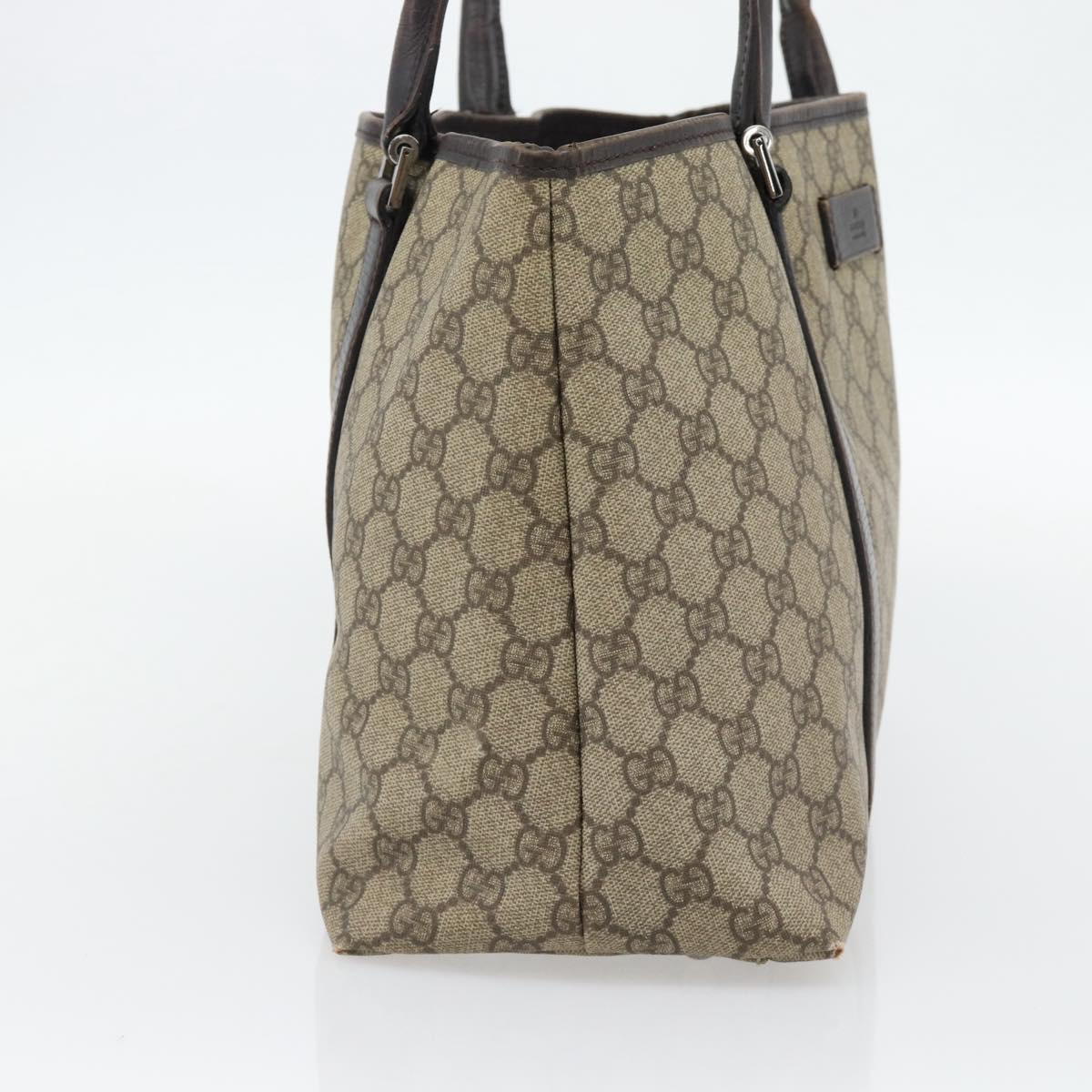 GUCCI GG Supreme Tote Bag PVC Beige Silver 114595 Auth 180826