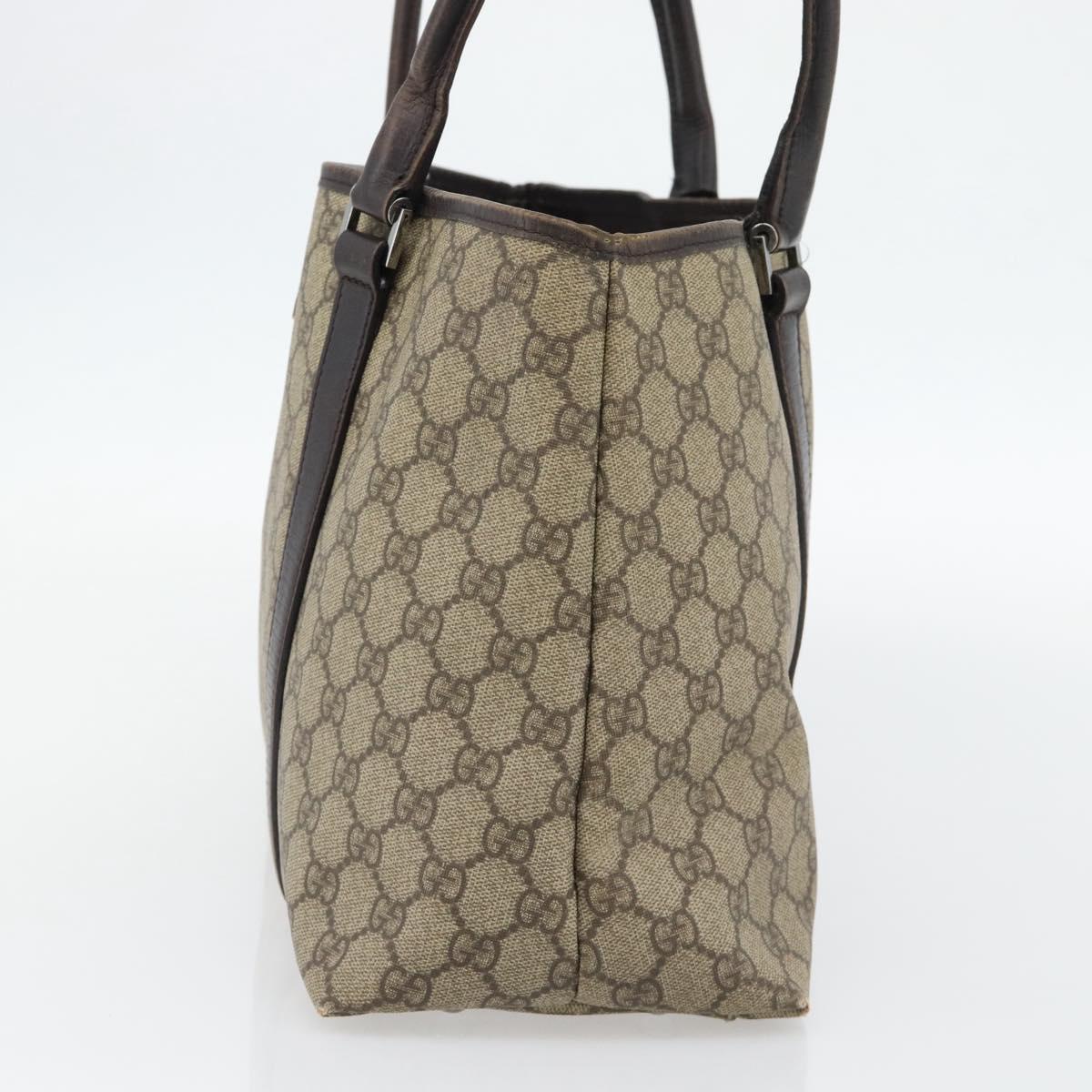 GUCCI GG Supreme Tote Bag PVC Beige Silver 114595 Auth 180826