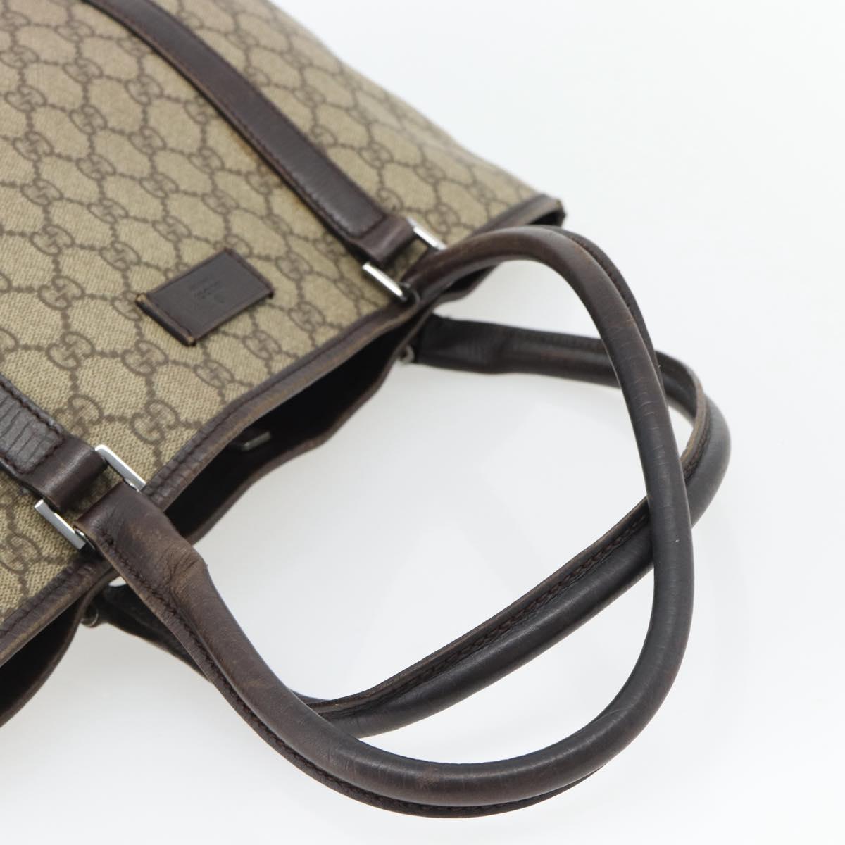 GUCCI GG Supreme Tote Bag PVC Beige Silver 114595 Auth 180826