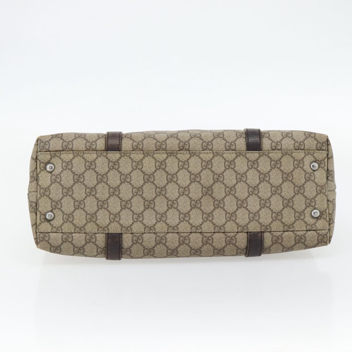 GUCCI GG Supreme Tote Bag PVC Beige Silver 114595 Auth 180826