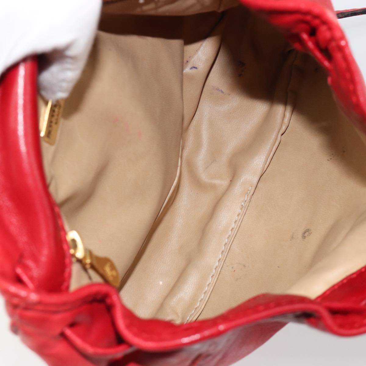 BOTTEGA VENETA INTRECCIATO Backpack Leather Red Gold Auth 180832