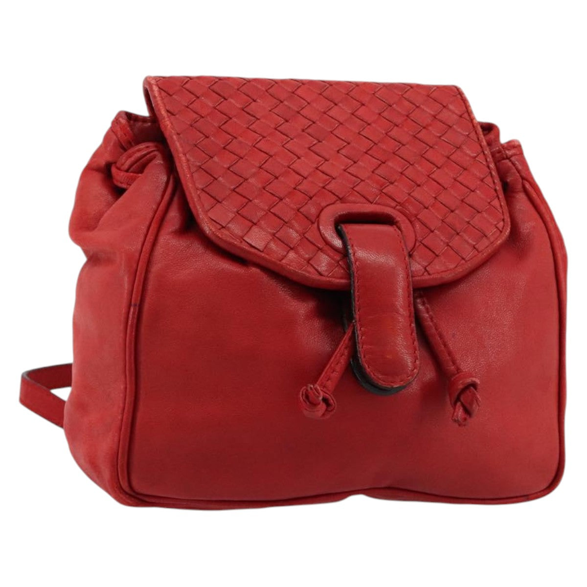 BOTTEGA VENETA INTRECCIATO Backpack Leather Red Gold Auth 180832