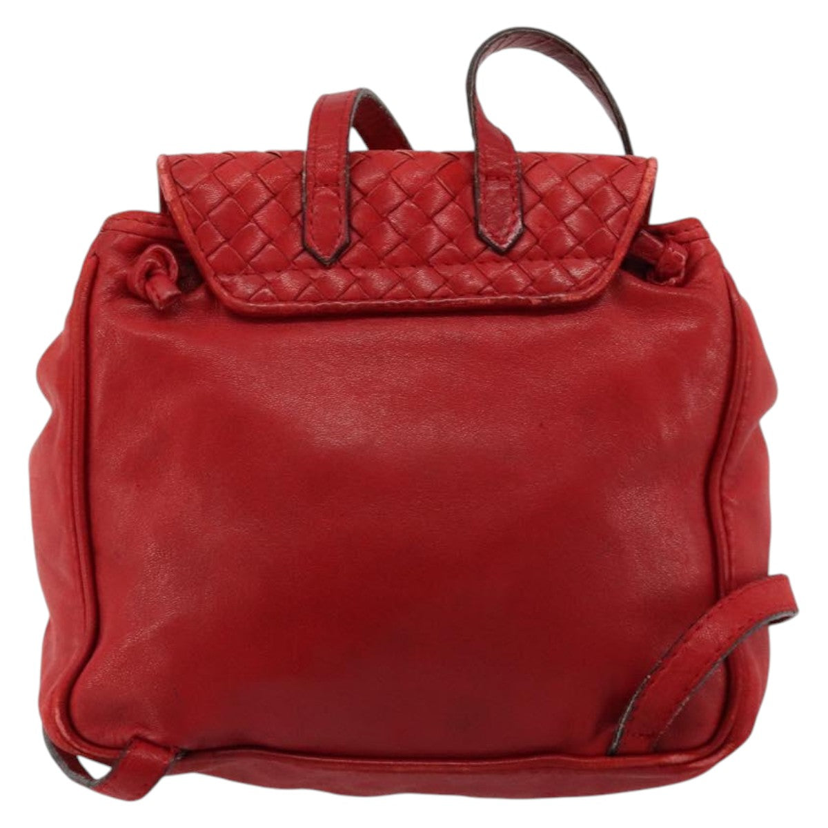 BOTTEGA VENETA INTRECCIATO Backpack Leather Red Gold Auth 180832